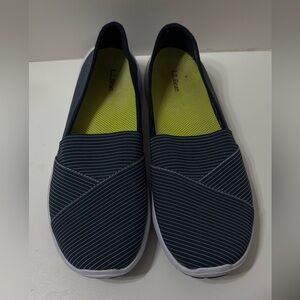 L.L. Bean Navy and White Pinstripe Slip-Ons